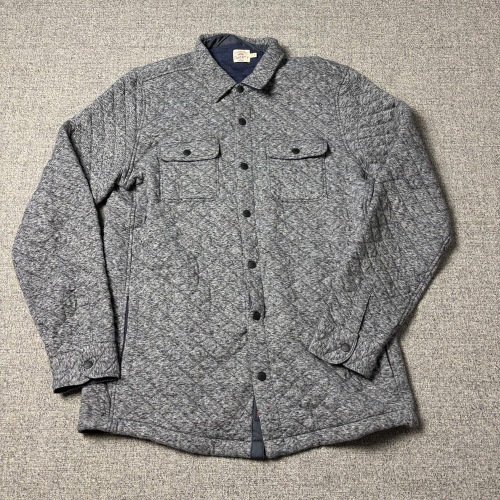 Faherty Shirt Jacket Mens Large Epic Quilted Fleece CPO Gray Button-down
